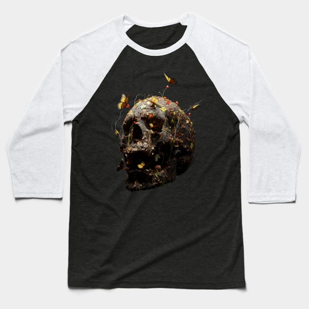 Autumn Skull Baseball T-Shirt by nicebleed
